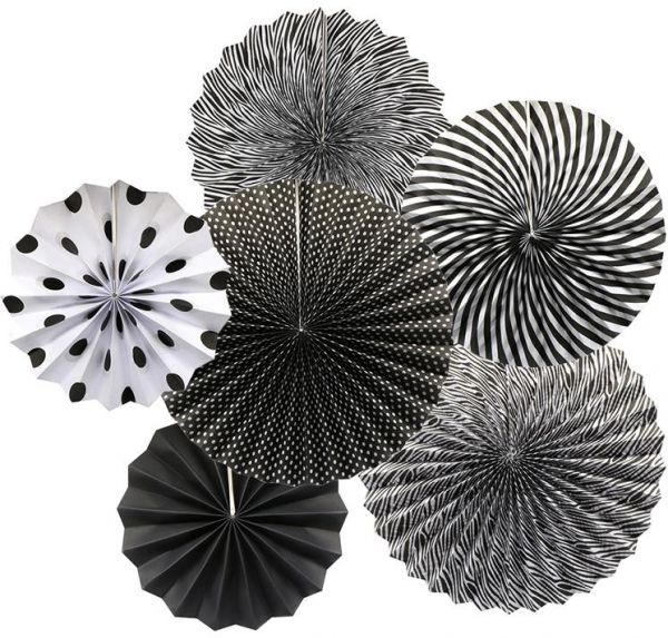 Black and White Themed Paper Fan D.I.Y Set